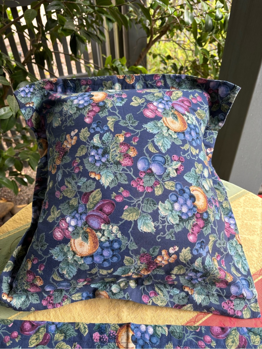 Hand Block Print Set of 2 Fruit Patterned Accent Pillow Covers